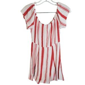 Red & White Striped Mimi Chica Short Sleeve Dress‎ With Scoop Neckline
